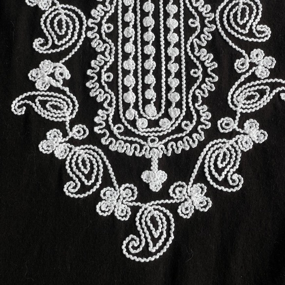 Woman Within Tunic Top Womens Plus Size 3X Black White Embroidered 3/4 Sleeve - Picture 4 of 11